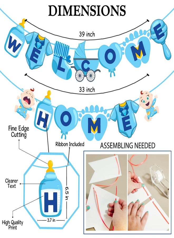 Zyozique Baby Boy Welcome Home Decoration Kit Banner with Photo Booth Props for Baby Shower / Welcome Party / Birthday Party Supplies(Pack of 16) - Image 3